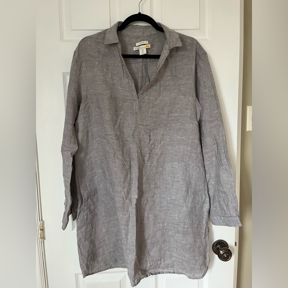 100% LINEN shirt dress